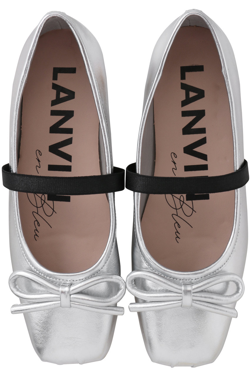LANVIN en Bleu レザーリボンバレエシューズ (シルバー, M(23.5cm)) ランバン オン ブルー ELLE SHOP LANVIN en Bleu レザーリボンバレエシューズ (シルバー, M(23.5cm)) ランバン オン ブルー ELLE SHOP