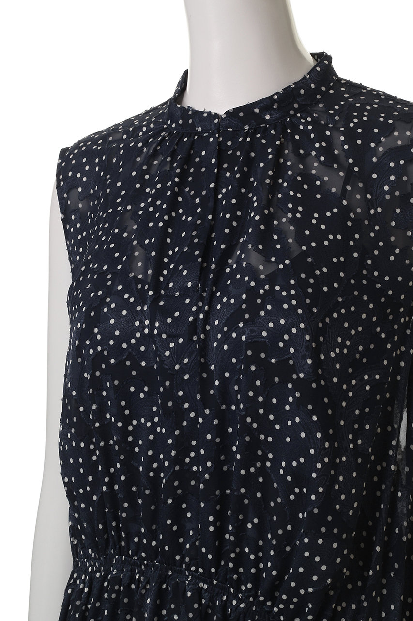 極美品　ランバンLANVIN Collection ネイビー ドット柄ワンピース LANVIN en Bleu(ランバン オン ブルー)｜Brume Dot/Lush Garden