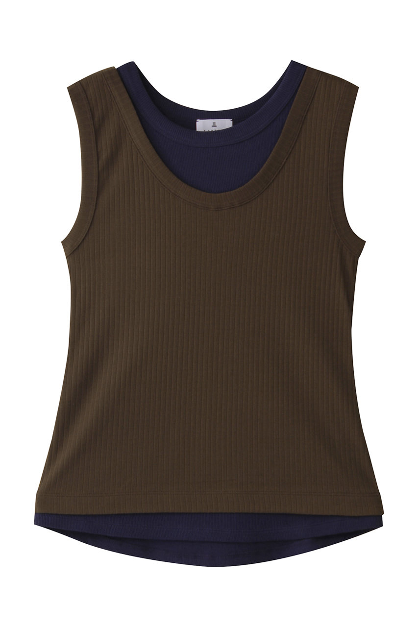 LANVIN en Bleu レイヤードタンクトップ (ブラウン, 38) ランバン オン ブルー ELLE SHOP LANVIN en Bleu レイヤードタンクトップ (ブラウン, 38) ランバン オン ブルー ELLE SHOP