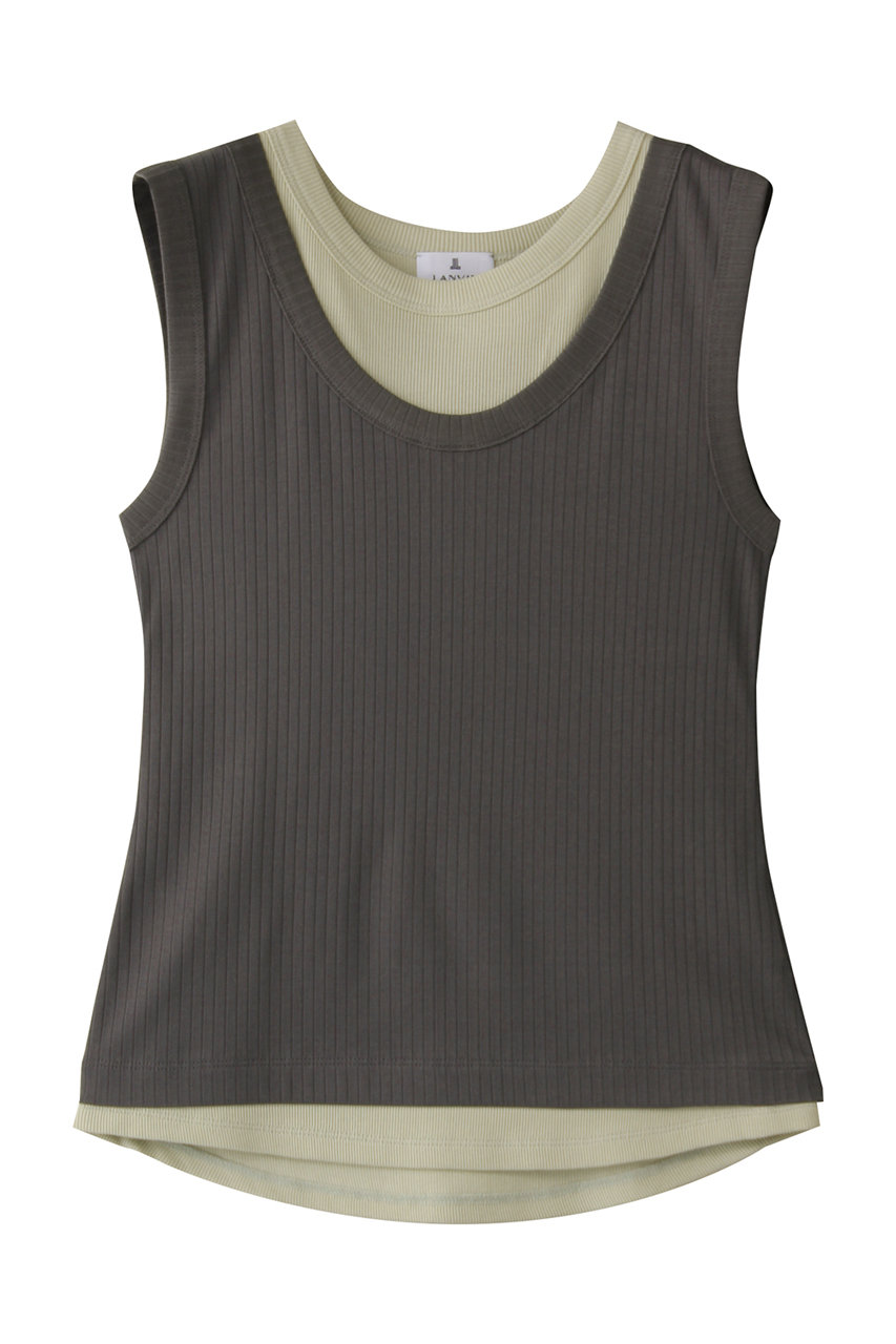LANVIN en Bleu レイヤードタンクトップ (チャコールグレー, 38) ランバン オン ブルー ELLE SHOP LANVIN en Bleu レイヤードタンクトップ (チャコールグレー, 38) ランバン オン ブルー ELLE SHOP