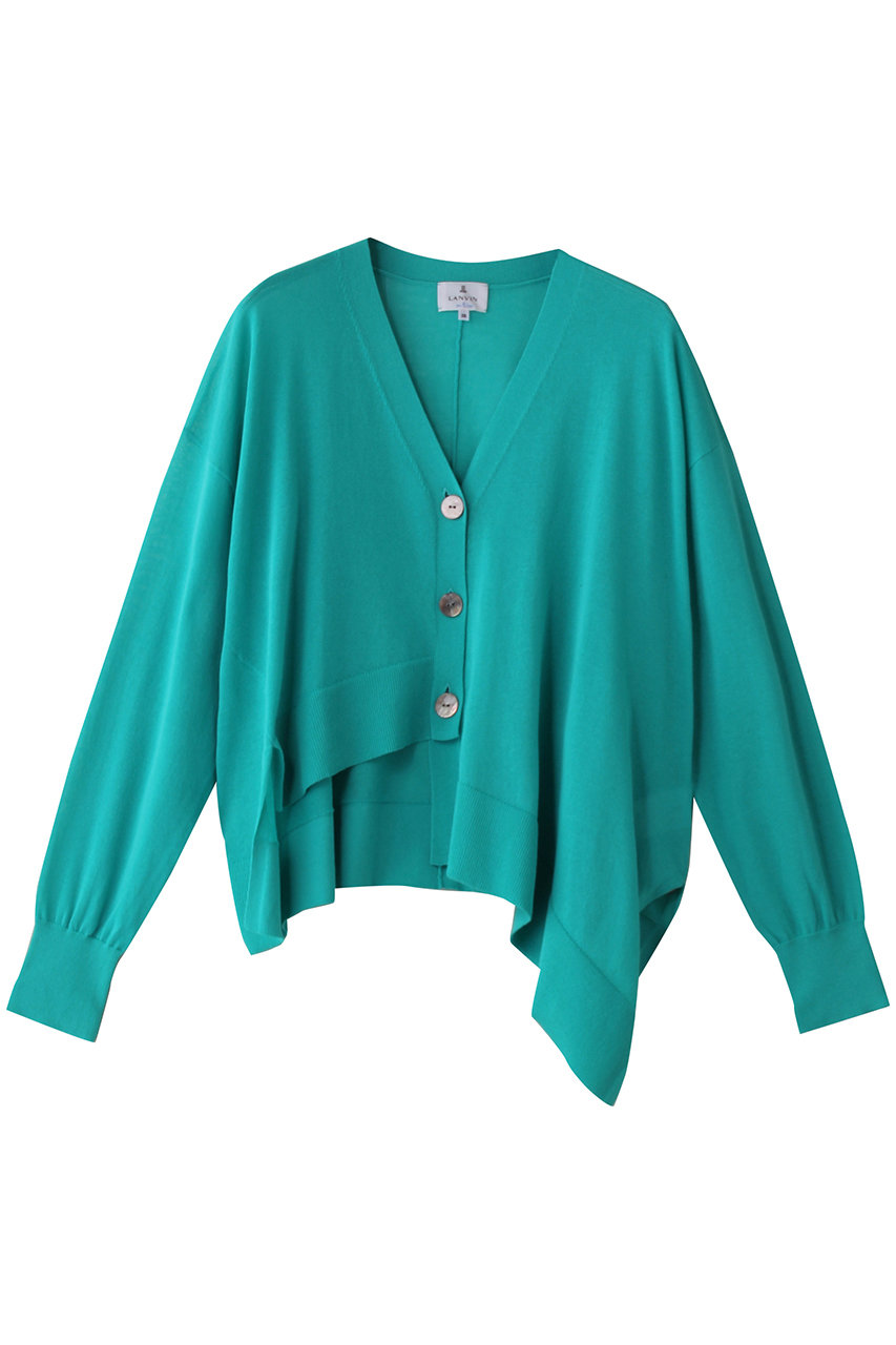 LANVIN en Bleu アシンメトリーヘムカーディガン (グリーン, 38) ランバン オン ブルー ELLE SHOP LANVIN en Bleu アシンメトリーヘムカーディガン (グリーン, 38) ランバン オン ブルー ELLE SHOP