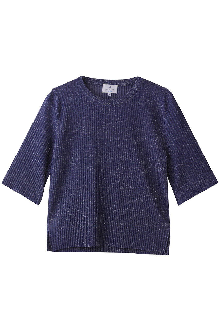 LANVIN en Bleu プリーツハーフスリーブニット (ブルー, 38) ランバン オン ブルー ELLE SHOP LANVIN en Bleu プリーツハーフスリーブニット (ブルー, 38) ランバン オン ブルー ELLE SHOP