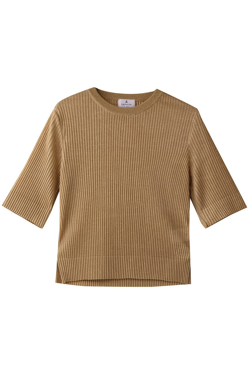 LANVIN en Bleu プリーツハーフスリーブニット (ゴールド, 38) ランバン オン ブルー ELLE SHOP LANVIN en Bleu プリーツハーフスリーブニット (ゴールド, 38) ランバン オン ブルー ELLE SHOP