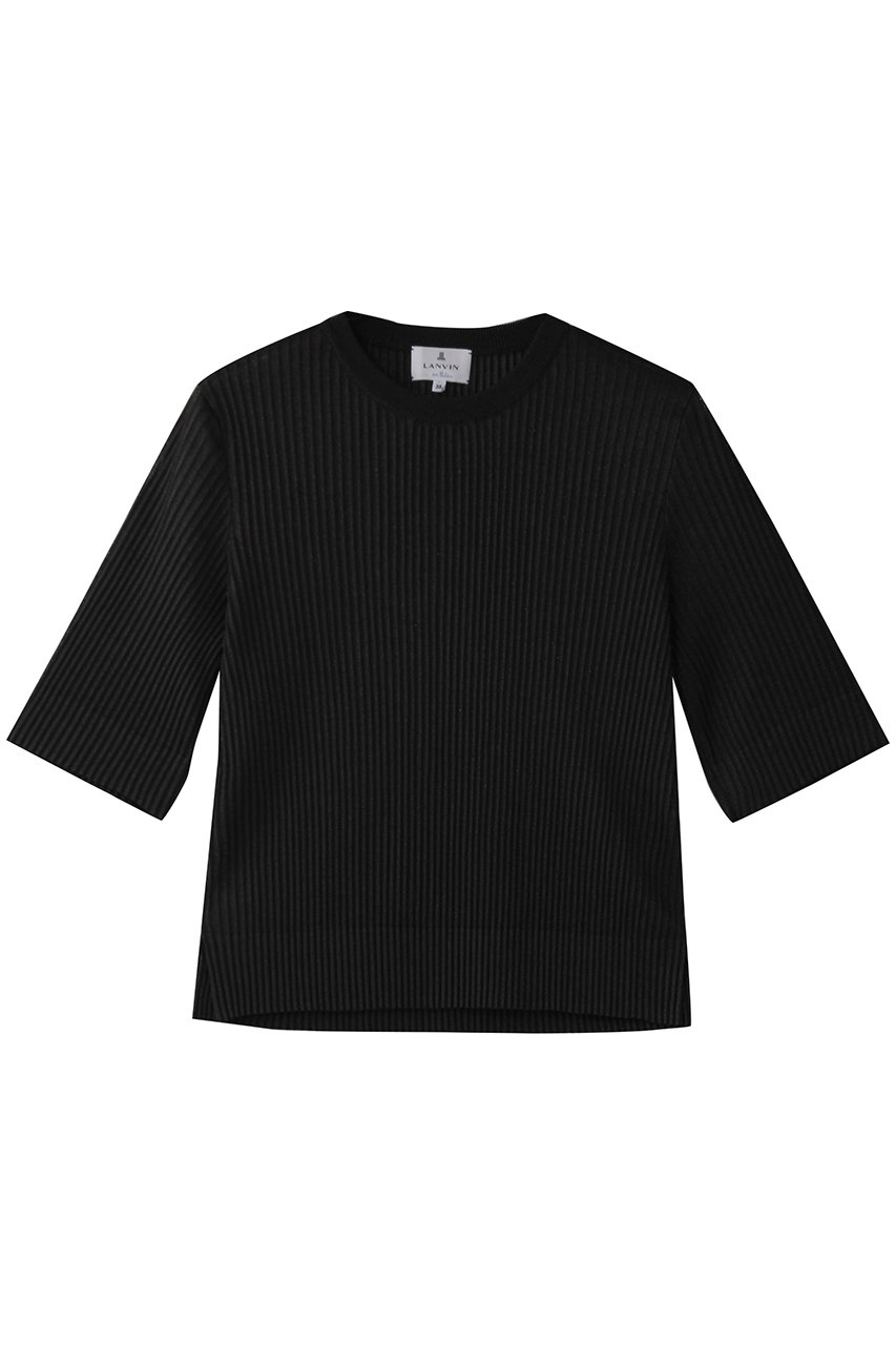 LANVIN en Bleu プリーツハーフスリーブニット (ブラック, 38) ランバン オン ブルー ELLE SHOP LANVIN en Bleu プリーツハーフスリーブニット (ブラック, 38) ランバン オン ブルー ELLE SHOP