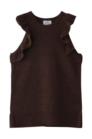 ランバン オン ブルー/LANVIN en Bleuのフリルノースリーブニット(110300/110301)