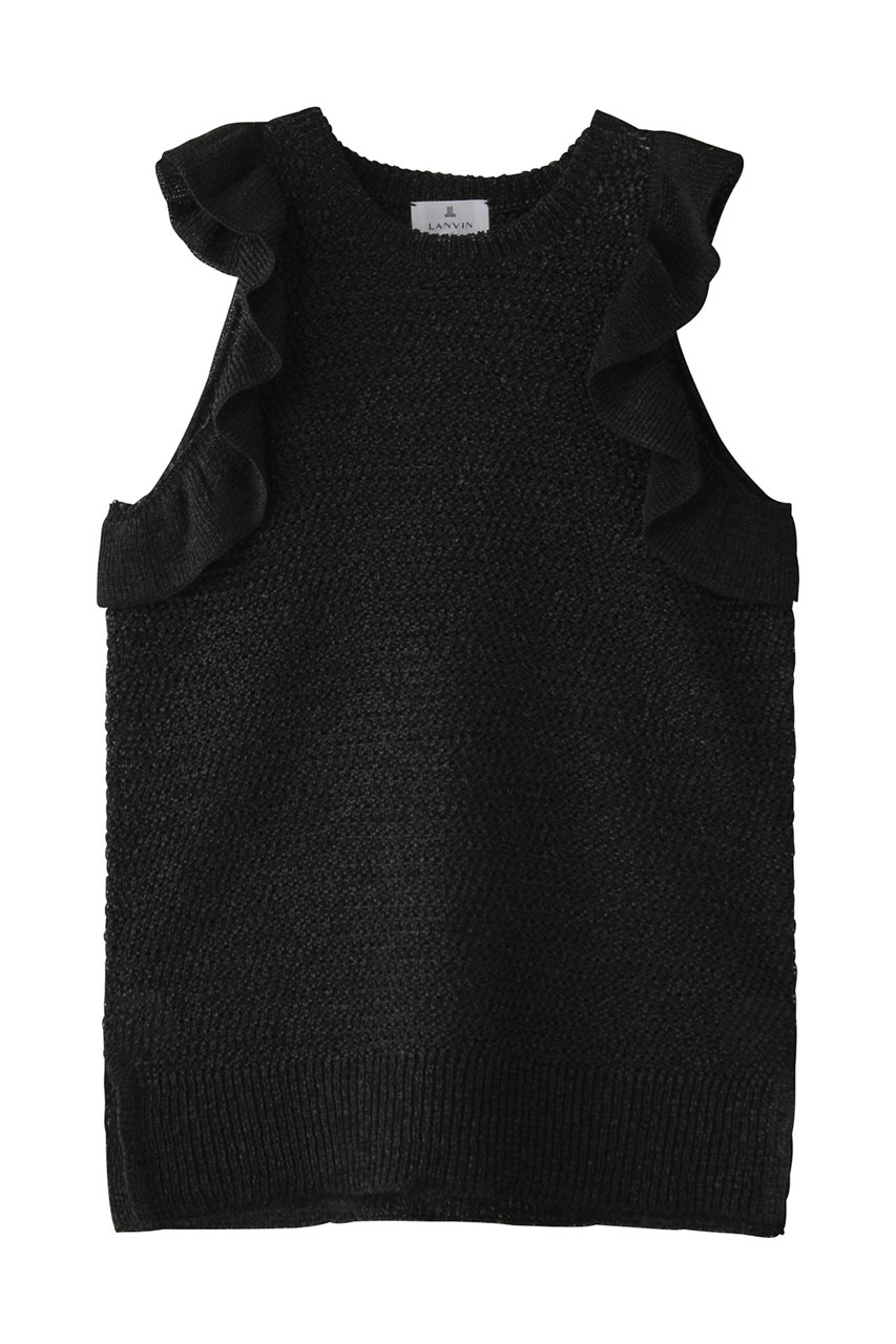 LANVIN en Bleu フリルノースリーブニット (ブラック, 38) ランバン オン ブルー ELLE SHOP LANVIN en Bleu フリルノースリーブニット (ブラック, 38) ランバン オン ブルー ELLE SHOP