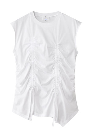 ランバン オン ブルー/LANVIN en Bleuのドロストギャザーノースリーブカットソー(110100/110101)