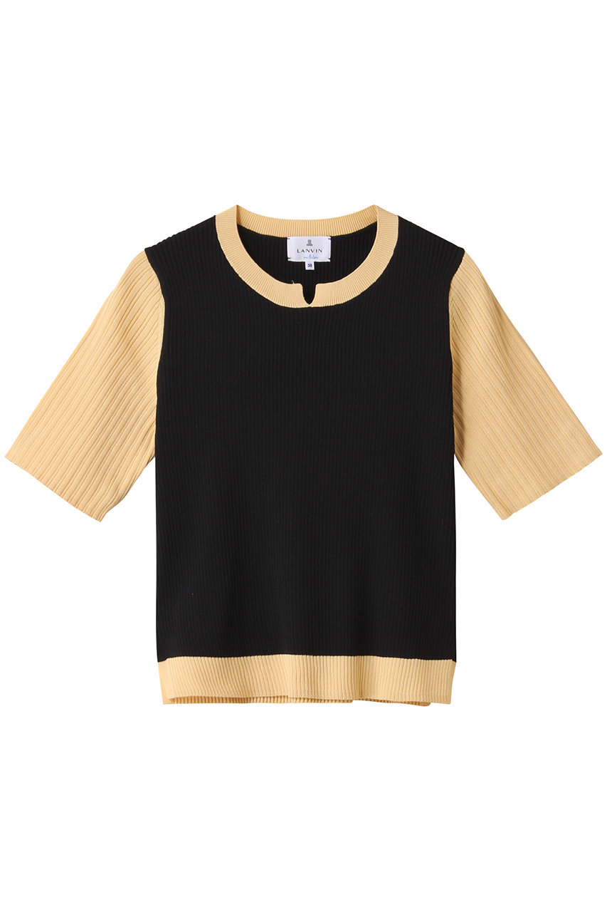 LANVIN en Bleu カラーブロックリブニット (ブラック, 38) ランバン オン ブルー ELLE SHOP LANVIN en Bleu カラーブロックリブニット (ブラック, 38) ランバン オン ブルー ELLE SHOP