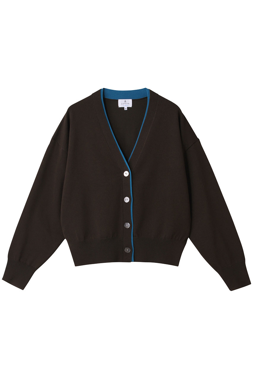 LANVIN en Bleu カラーポイントVネックカーディガン (ブラウン, 38) ランバン オン ブルー ELLE SHOP LANVIN en Bleu カラーポイントVネックカーディガン (ブラウン, 38) ランバン オン ブルー ELLE SHOP