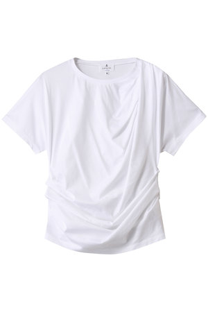 新品 ランバンオンブルー Tシャツ カットソー リボン 装飾 ホワイト 38 ランバンオンブルーLANVIN en Bleu リボンテーピングTシャツ