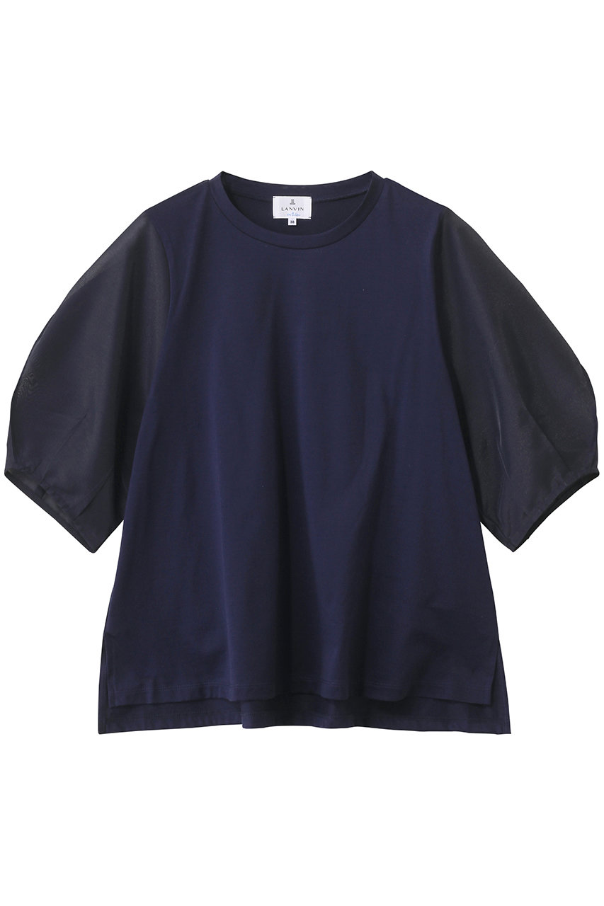 LANVIN en Bleu シアーコクーンスリーブコンビカットソー (ネイビー, 38) ランバン オン ブルー ELLE SHOP LANVIN en Bleu シアーコクーンスリーブコンビカットソー (ネイビー, 38) ランバン オン ブルー ELLE SHOP