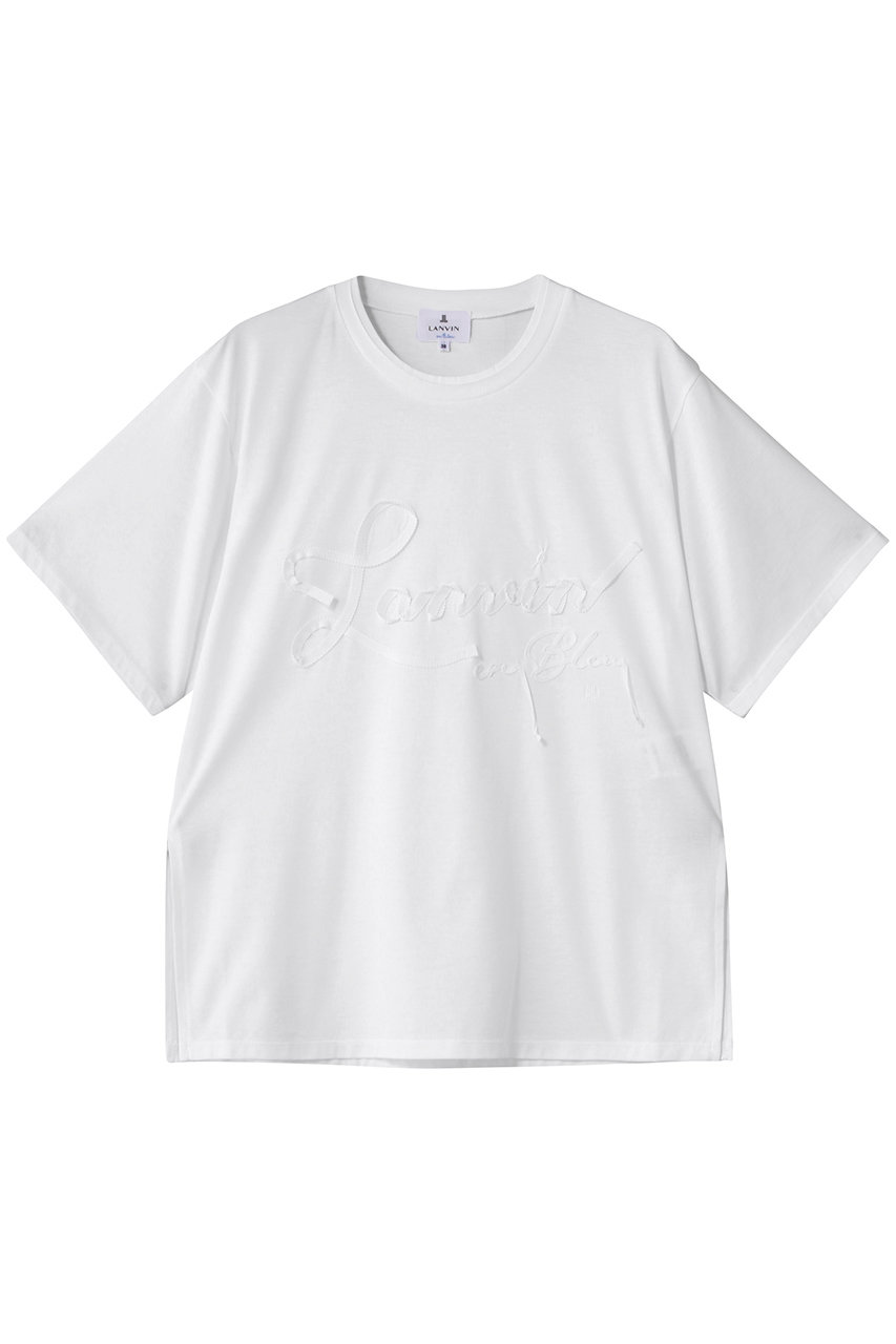 LANVIN en Bleu グログランテープロゴ刺しゅうTシャツ (オフ, 38) ランバン オン ブルー ELLE SHOP LANVIN en Bleu グログランテープロゴ刺しゅうTシャツ (オフ, 38) ランバン オン ブルー ELLE SHOP