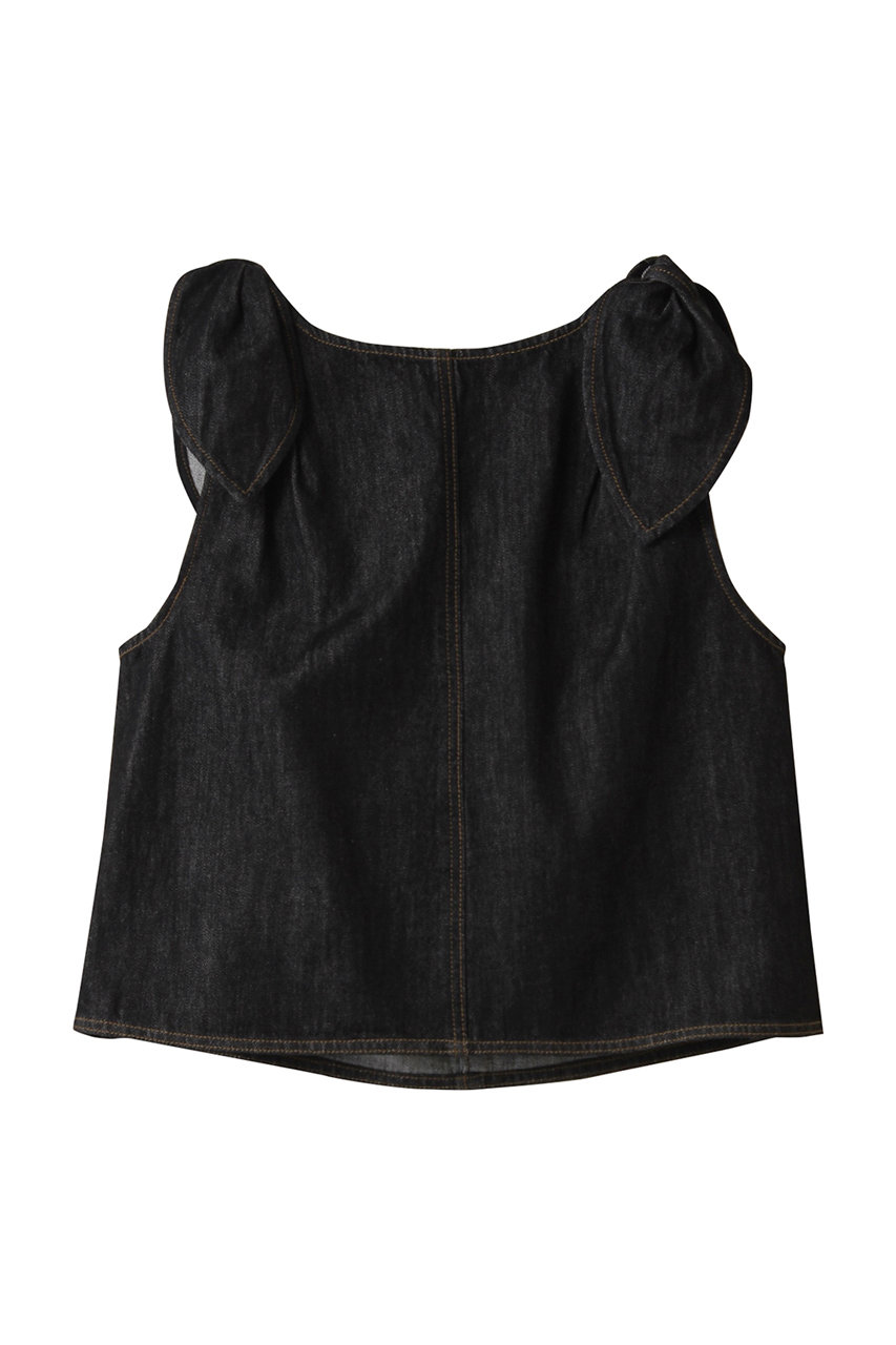 LANVIN en Bleu ショルダーリボンデニムブラウス (ブラック, 38) ランバン オン ブルー ELLE SHOP LANVIN en Bleu ショルダーリボンデニムブラウス (ブラック, 38) ランバン オン ブルー ELLE SHOP