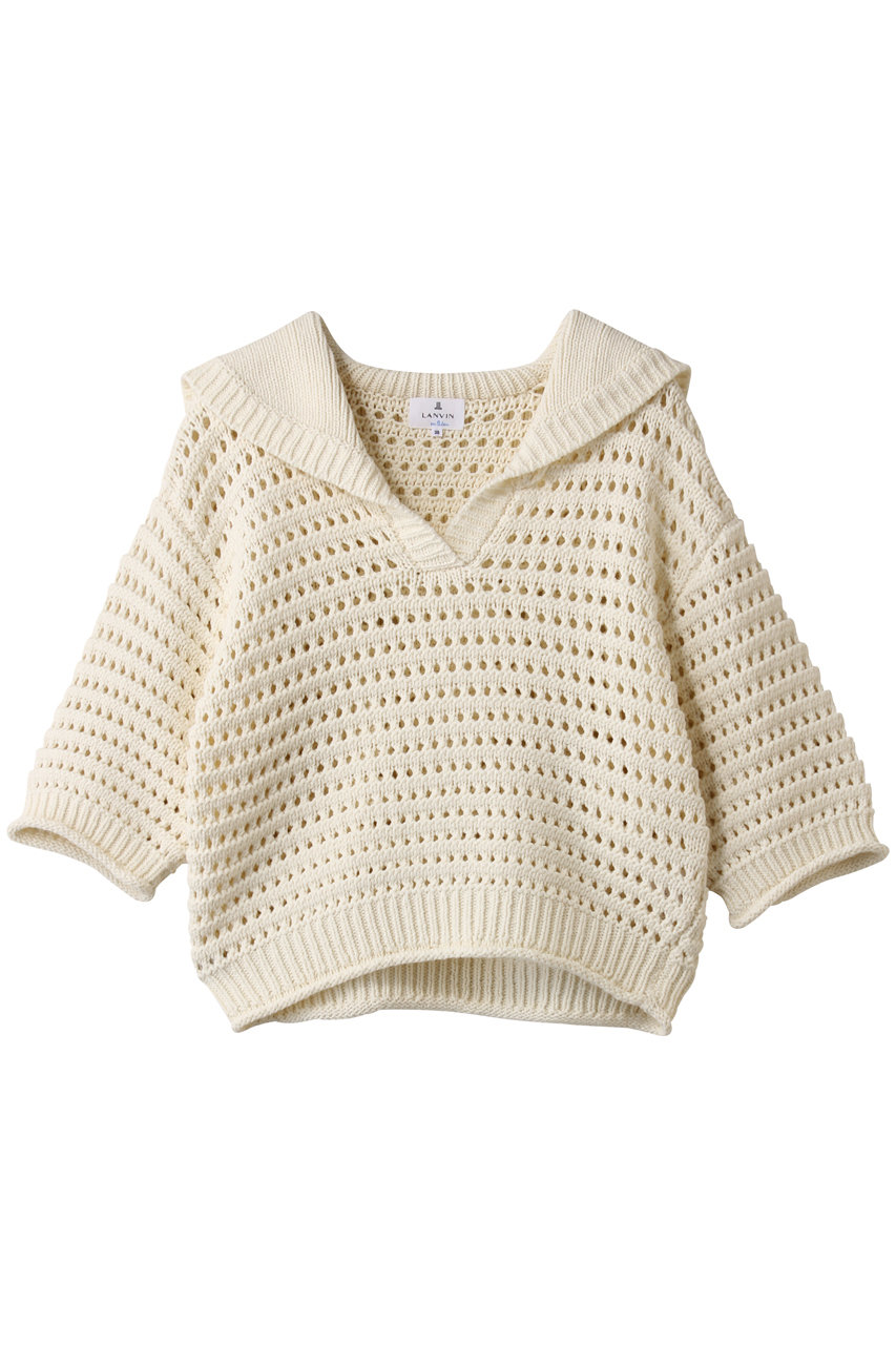 LANVIN en Bleu アイレットセーラーカラーニット (オフ, 38) ランバン オン ブルー ELLE SHOP LANVIN en Bleu アイレットセーラーカラーニット (オフ, 38) ランバン オン ブルー ELLE SHOP