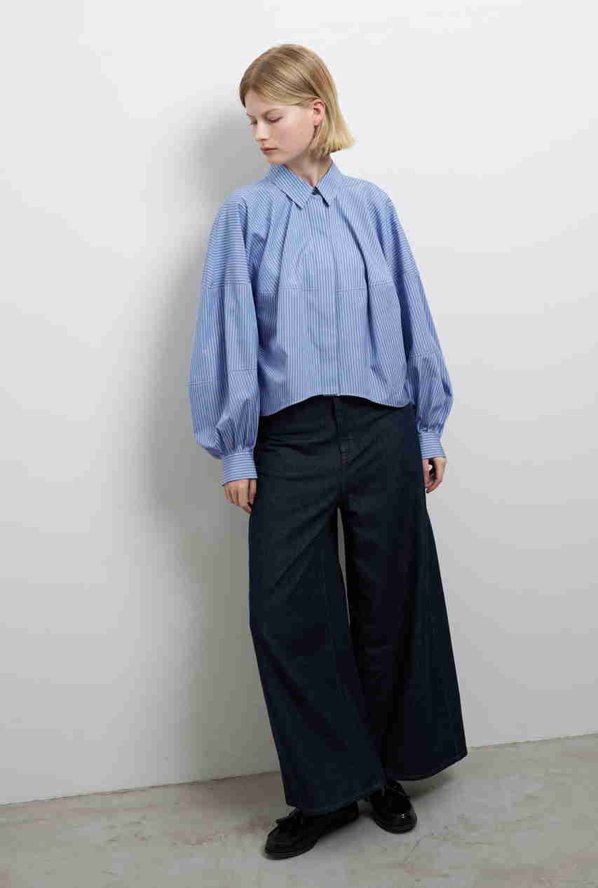 LANVIN en Bleu THOMAS MASONボリュームシャツ (ブルーストライプ, 38) ランバン オン ブルー ELLE SHOP LANVIN en Bleu THOMAS MASONボリュームシャツ (ブルーストライプ, 38) ランバン オン ブルー ELLE SHOP