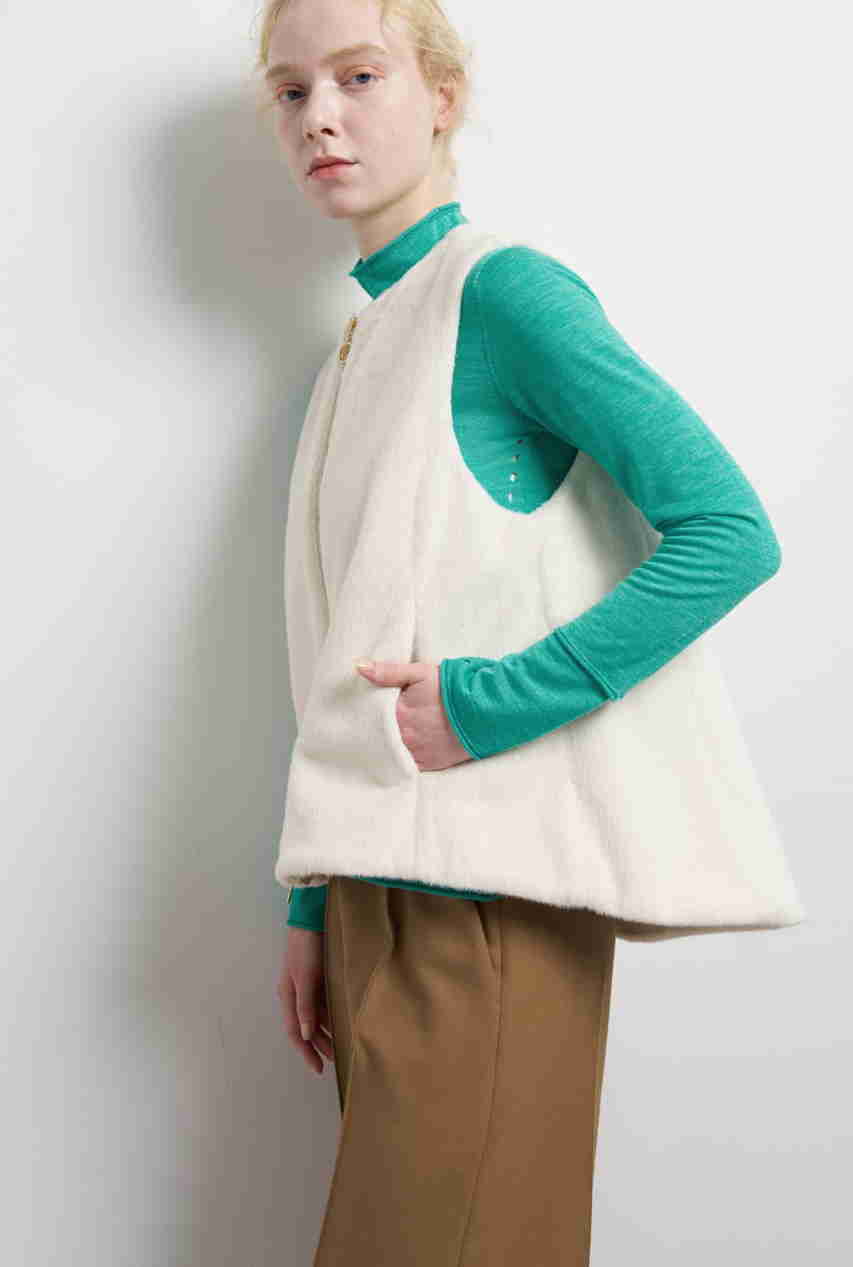 LANVIN en Bleu フェイクファーフレアベスト (オフホワイト, 36) ランバン オン ブルー ELLE SHOP LANVIN en Bleu フェイクファーフレアベスト (オフホワイト, 36) ランバン オン ブルー ELLE SHOP