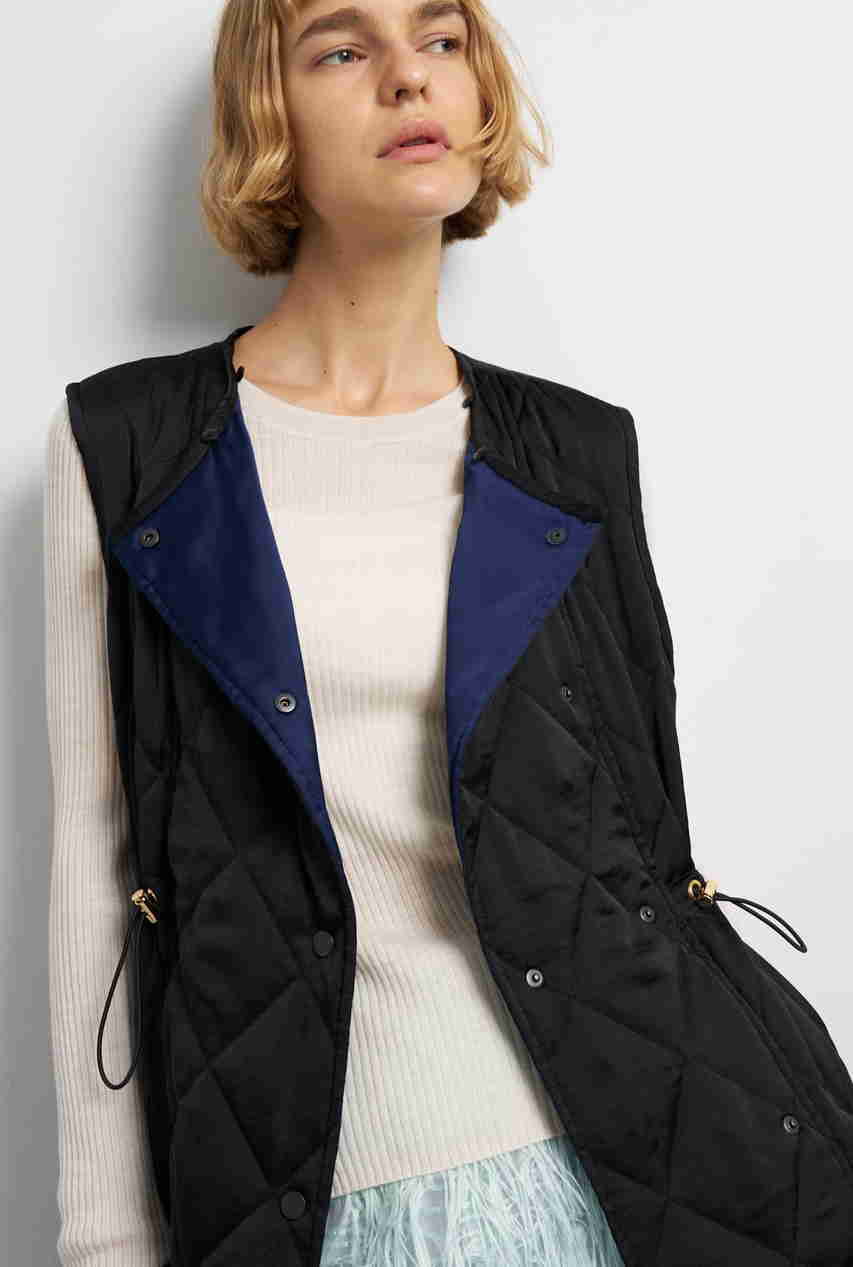 LANVIN en Bleu ビッグカラーキルティングベスト (ブラック, 38) ランバン オン ブルー ELLE SHOP LANVIN en Bleu ビッグカラーキルティングベスト (ブラック, 38) ランバン オン ブルー ELLE SHOP