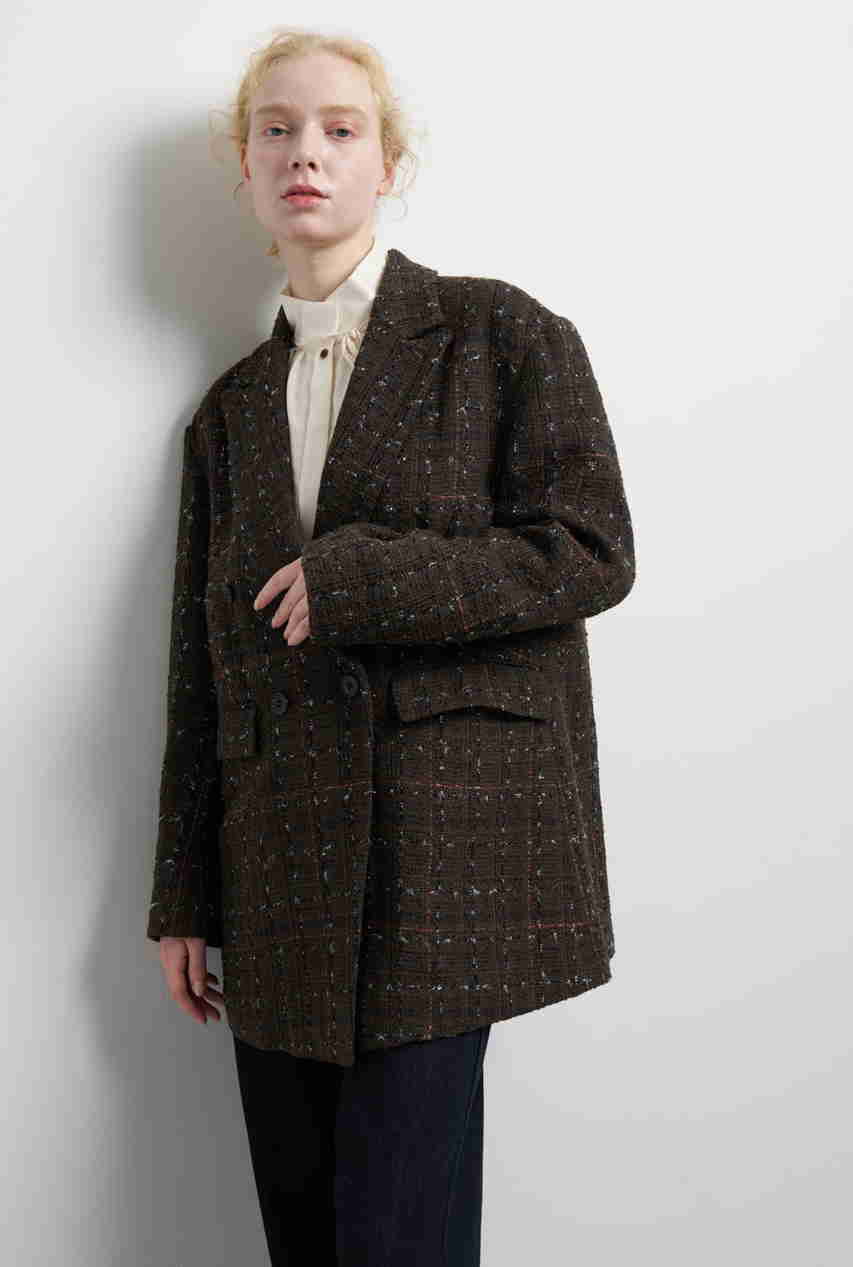 LANVIN COLLECTION ランバン　ツイード　テーラードジャケット セットアップ対応商品】ツイードチェックジャケット | LANVIN