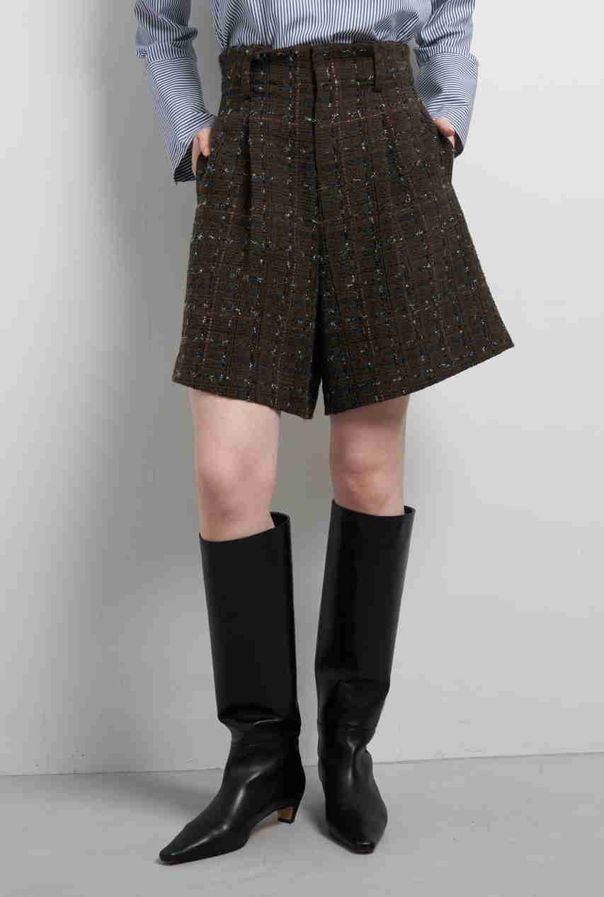 LANVIN en Bleu ツイードメルトン ショートパンツ (カーキ, 38) ランバン オン ブルー ELLE SHOP LANVIN en Bleu ツイードメルトン ショートパンツ (カーキ, 38) ランバン オン ブルー ELLE SHOP