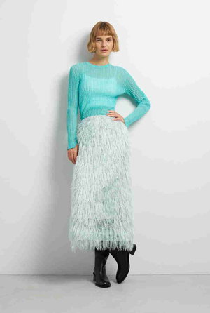 ランバン オン ブルー/LANVIN en Bleuのフェザージャガードレイヤードスカート