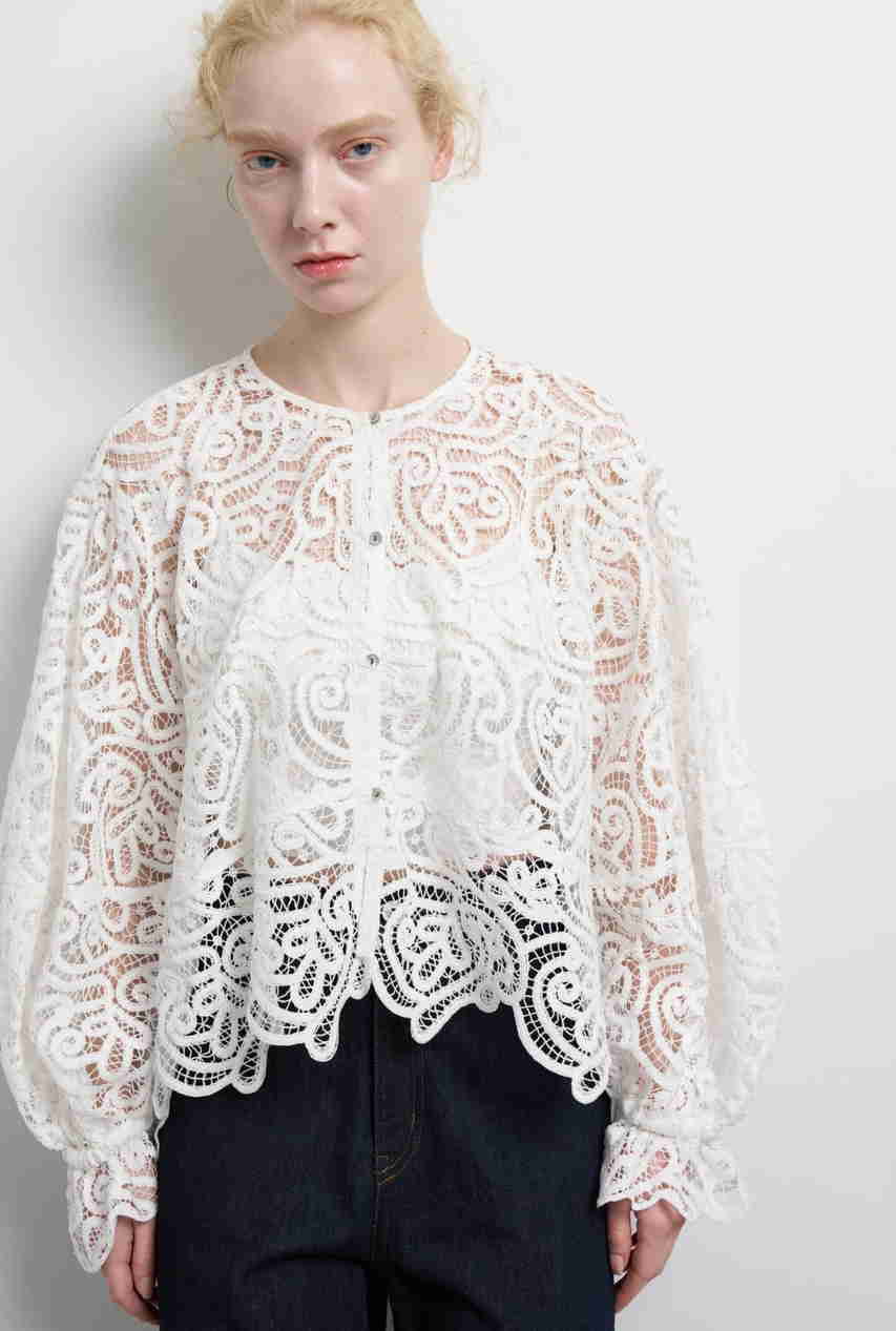 LANVIN en Bleu(ランバン オン ブルー)｜ケミカルレースフレアブラウス