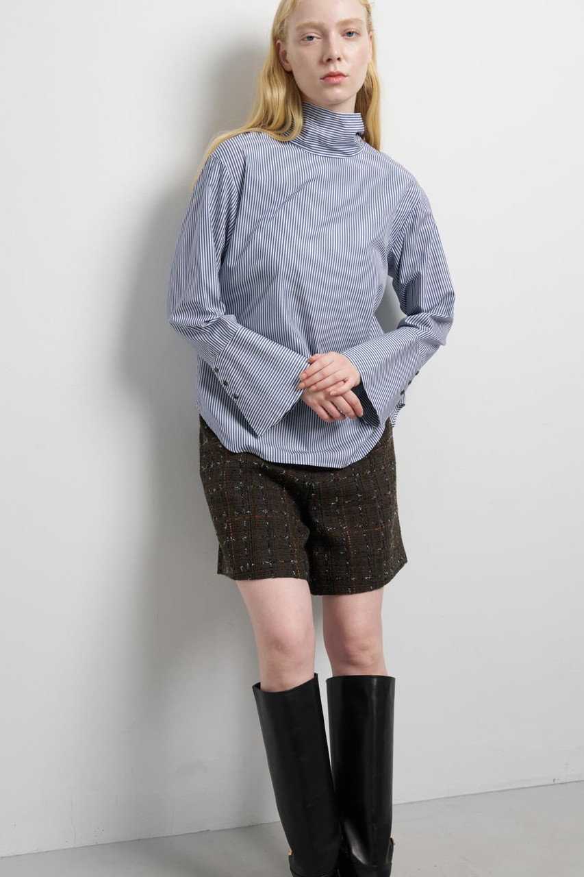 LANVIN en Bleu スタンドカラープルオーバーブラウス (ブルー, 38) ランバン オン ブルー ELLE SHOP LANVIN en Bleu スタンドカラープルオーバーブラウス (ブルー, 38) ランバン オン ブルー ELLE SHOP