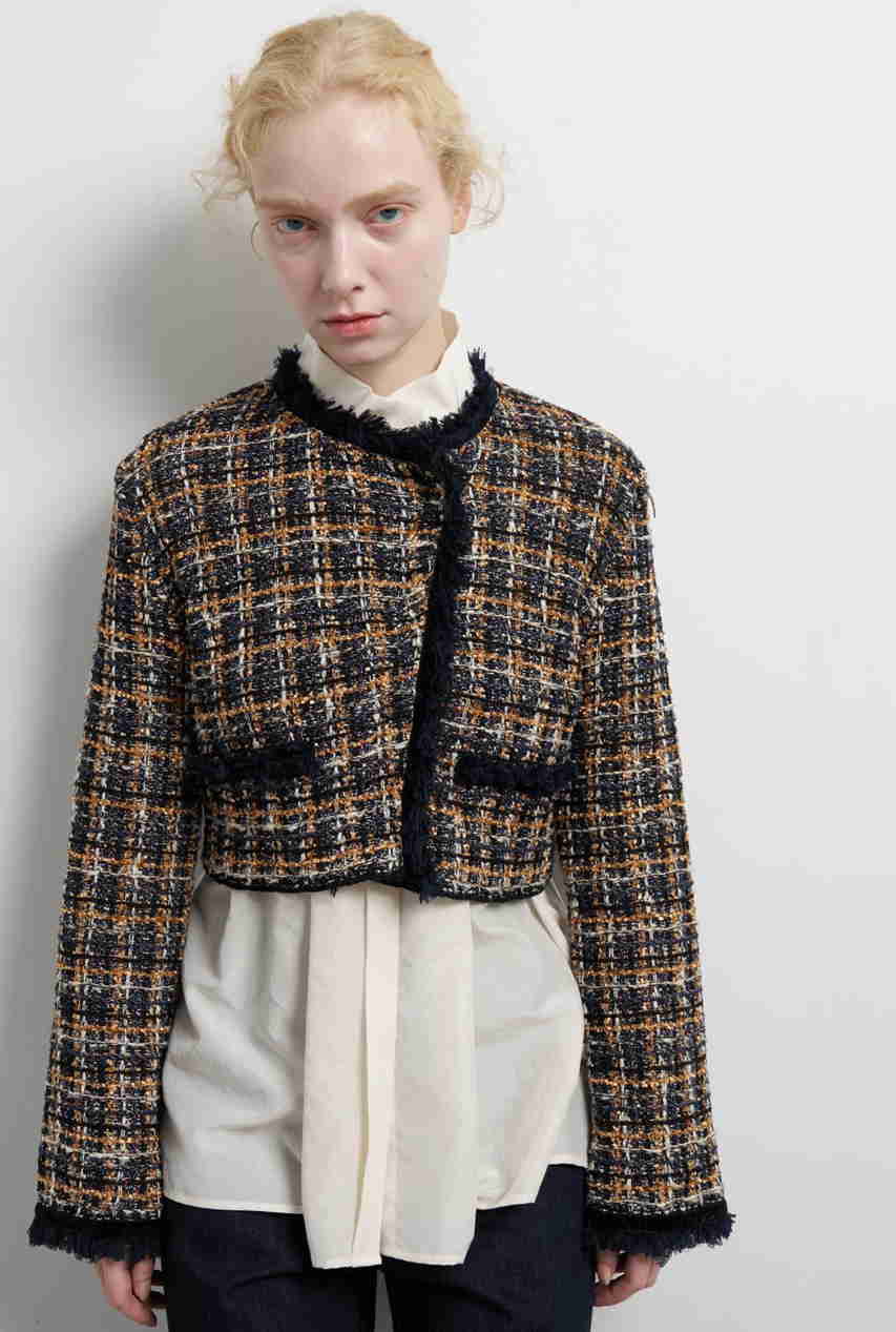LANVIN en Bleu ニットツイードジャケット (ネイビー, 38) ランバン オン ブルー ELLE SHOP LANVIN en Bleu ニットツイードジャケット (ネイビー, 38) ランバン オン ブルー ELLE SHOP