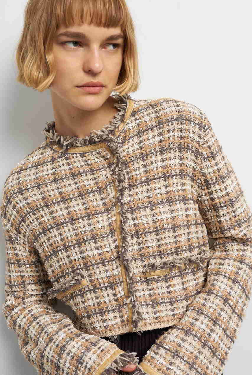 LANVIN en Bleu ニットツイードジャケット (ベージュ, 38) ランバン オン ブルー ELLE SHOP LANVIN en Bleu ニットツイードジャケット (ベージュ, 38) ランバン オン ブルー ELLE SHOP