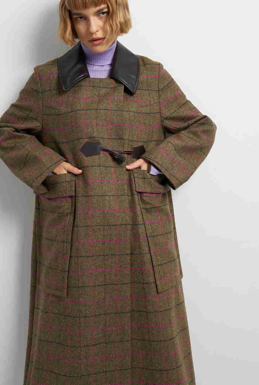 LANVIN en Bleu チェックツイードコート (カーキ, 36) ランバン オン ブルー ELLE SHOP LANVIN en Bleu チェックツイードコート (カーキ, 36) ランバン オン ブルー ELLE SHOP