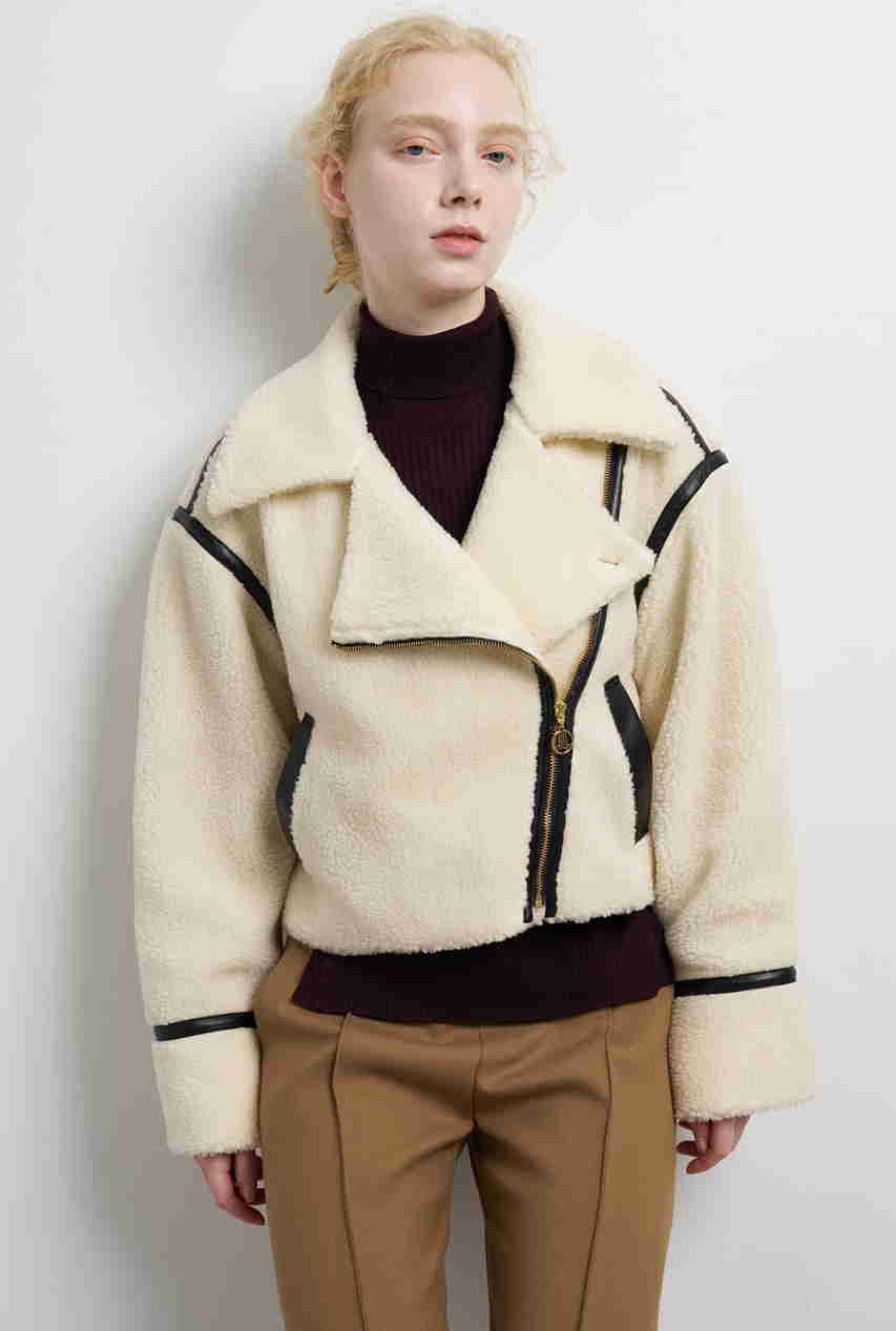 LANVIN en Bleu ボアライダースジャケット (オフホワイト, 36) ランバン オン ブルー ELLE SHOP LANVIN en Bleu ボアライダースジャケット (オフホワイト, 36) ランバン オン ブルー ELLE SHOP