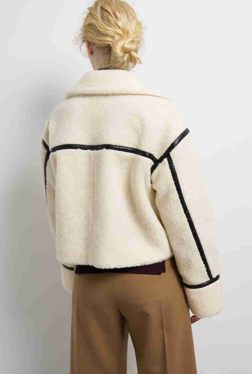 【美品】LANVIN en Blue 山羊革 キルティング ジャケット濃茶38 WOOL MOHAIR JACKET [ウールモヘア ジャケット]｜ランバン
