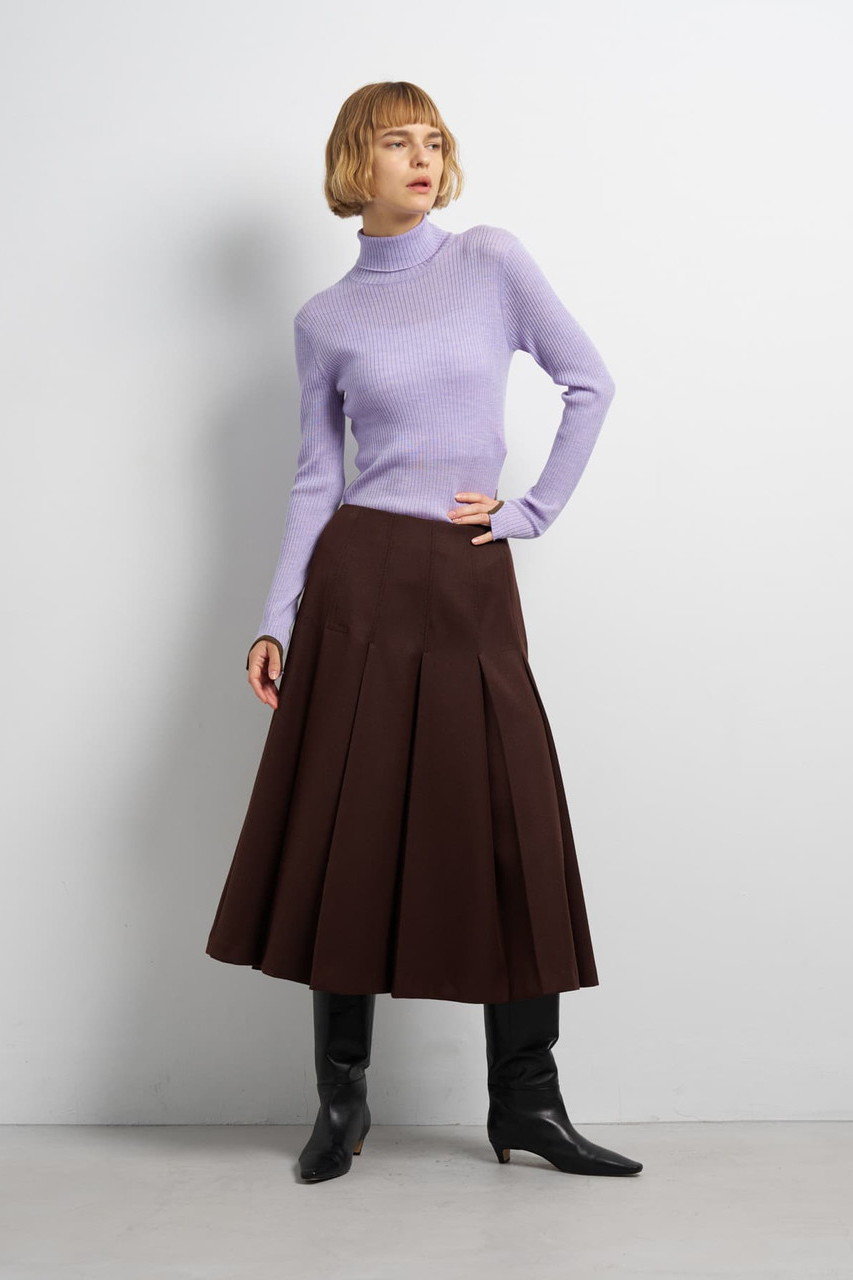 LANVIN en Bleu カルゼステッチプリーツスカート (ブラウン, 36) ランバン オン ブルー ELLE SHOP LANVIN en Bleu カルゼステッチプリーツスカート (ブラウン, 36) ランバン オン ブルー ELLE SHOP