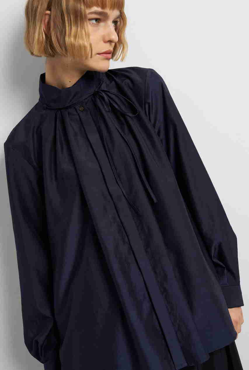 LANVIN en Bleu スタンドカラータックブラウス (ネイビー, 38) ランバン オン ブルー ELLE SHOP LANVIN en Bleu スタンドカラータックブラウス (ネイビー, 38) ランバン オン ブルー ELLE SHOP