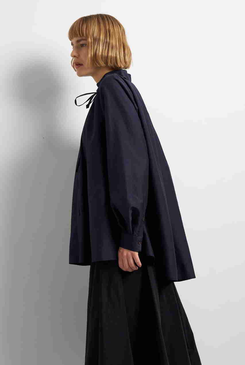 新品未使用ランバン　オンブルー　レースパターンシャツブラウス　 ネイビー 長袖 レースパターンシャツブラウス|LANVIN en Bleu | LANVIN en Bleu