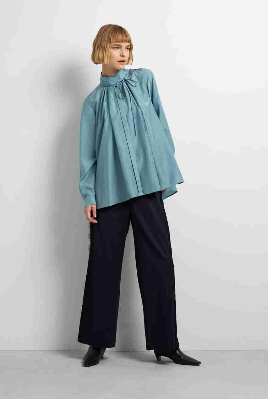 LANVIN en Bleu スタンドカラータックブラウス (ライトグリーン, 38) ランバン オン ブルー ELLE SHOP LANVIN en Bleu スタンドカラータックブラウス (ライトグリーン, 38) ランバン オン ブルー ELLE SHOP
