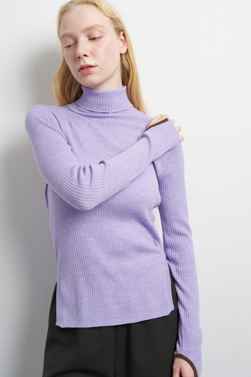 LANVIN en Bleu カラーポイントリブタートル (パープル, 38) ランバン オン ブルー ELLE SHOP LANVIN en Bleu カラーポイントリブタートル (パープル, 38) ランバン オン ブルー ELLE SHOP