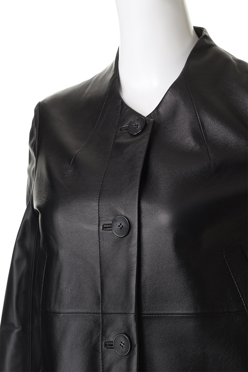 美品✨LANVIN ランバン ラムレザー テーラードジャケット 黒 50 LAMB LEATHER LOAFER'S JACKET [ラムレザー ローファー