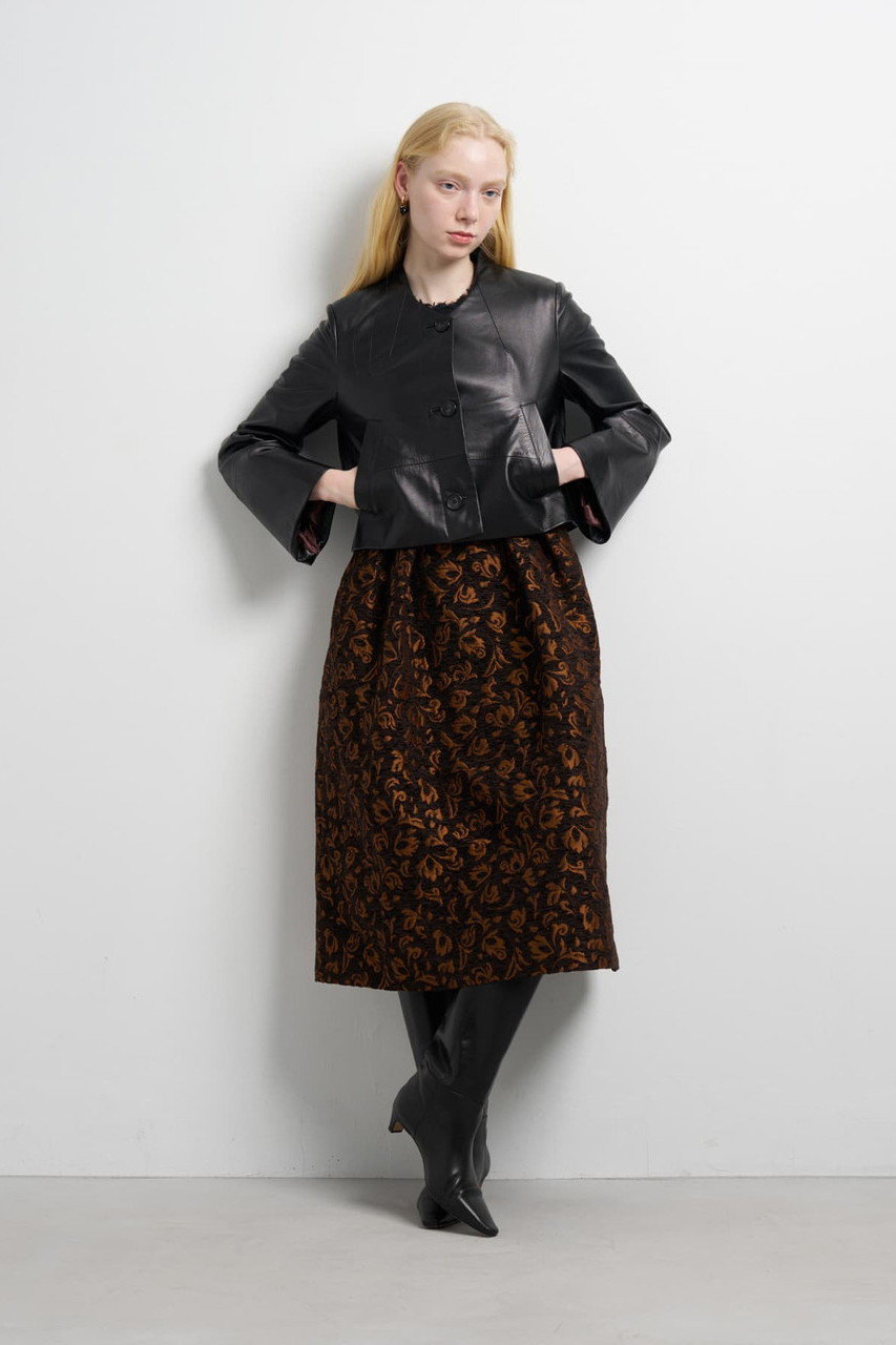 【LANVIN en bleu】ランバンオンブルー ノーカラーレザージャケット 中古・古着通販】LANVIN en Bleu (ランバンオンブルー) レザー