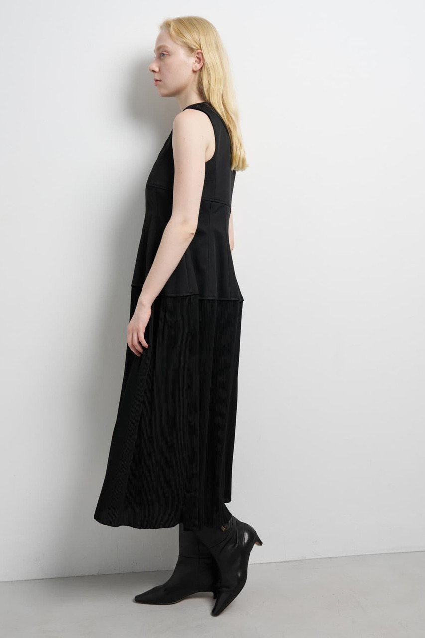 LANVIN en Bleu✿日本製 サテン フリルワンピース 黒 36 LANVIN en Bleu｜ランバンオンブルーのワンピース通販 - ZOZOTOWN