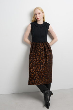 ランバン オン ブルー/LANVIN en Bleuのジャガードコンビワンピース(110500/110503)