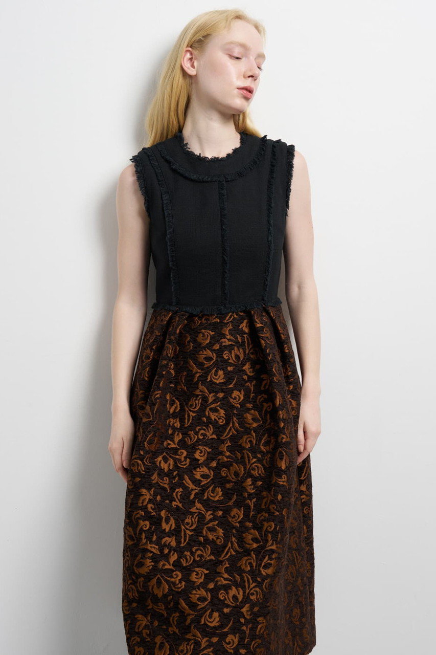 LANVIN en Bleu ジャガードコンビワンピース (ブラウン, 38) ランバン オン ブルー ELLE SHOP LANVIN en Bleu ジャガードコンビワンピース (ブラウン, 38) ランバン オン ブルー ELLE SHOP