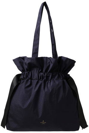 LANVIN en Bleu✿日本製 サテン フリルワンピース 黒 36 バックサテンジョーゼットワンピース | LANVIN COLLECTION
