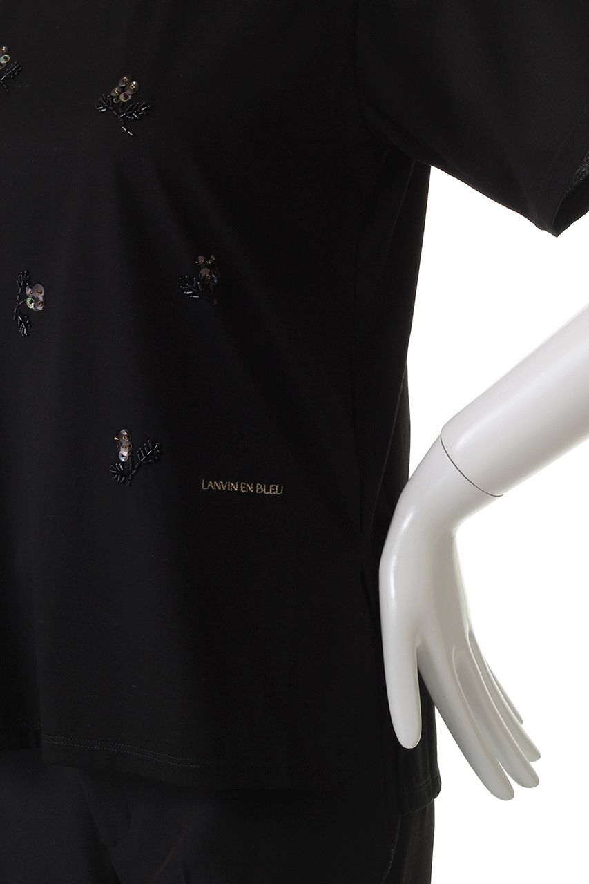 LANVIN en Bleu(ランバン オン ブルー)｜フラワービーズ刺しゅうT