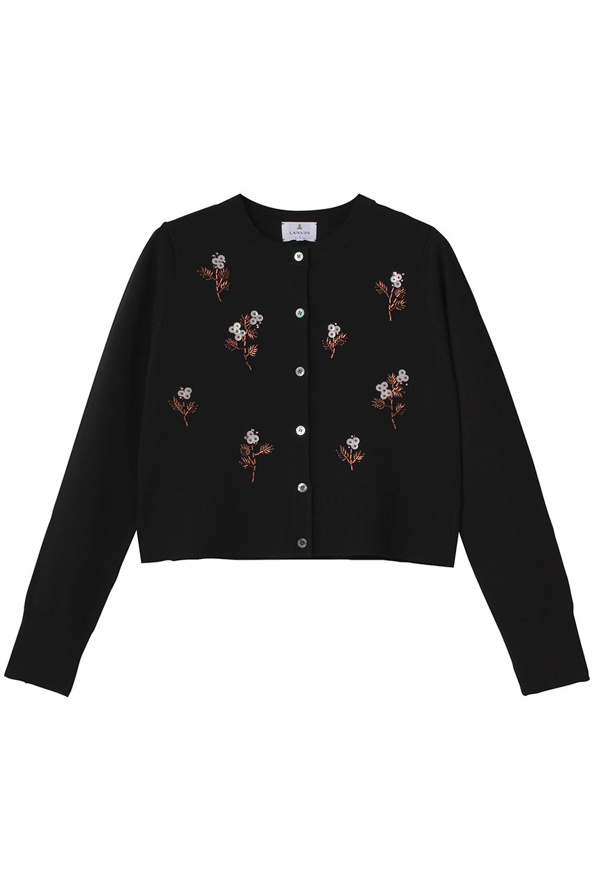 ランバン オン ブルー/LANVIN en Bleuのフラワービーズ刺しゅうカーディガン(ブラック/3586806)