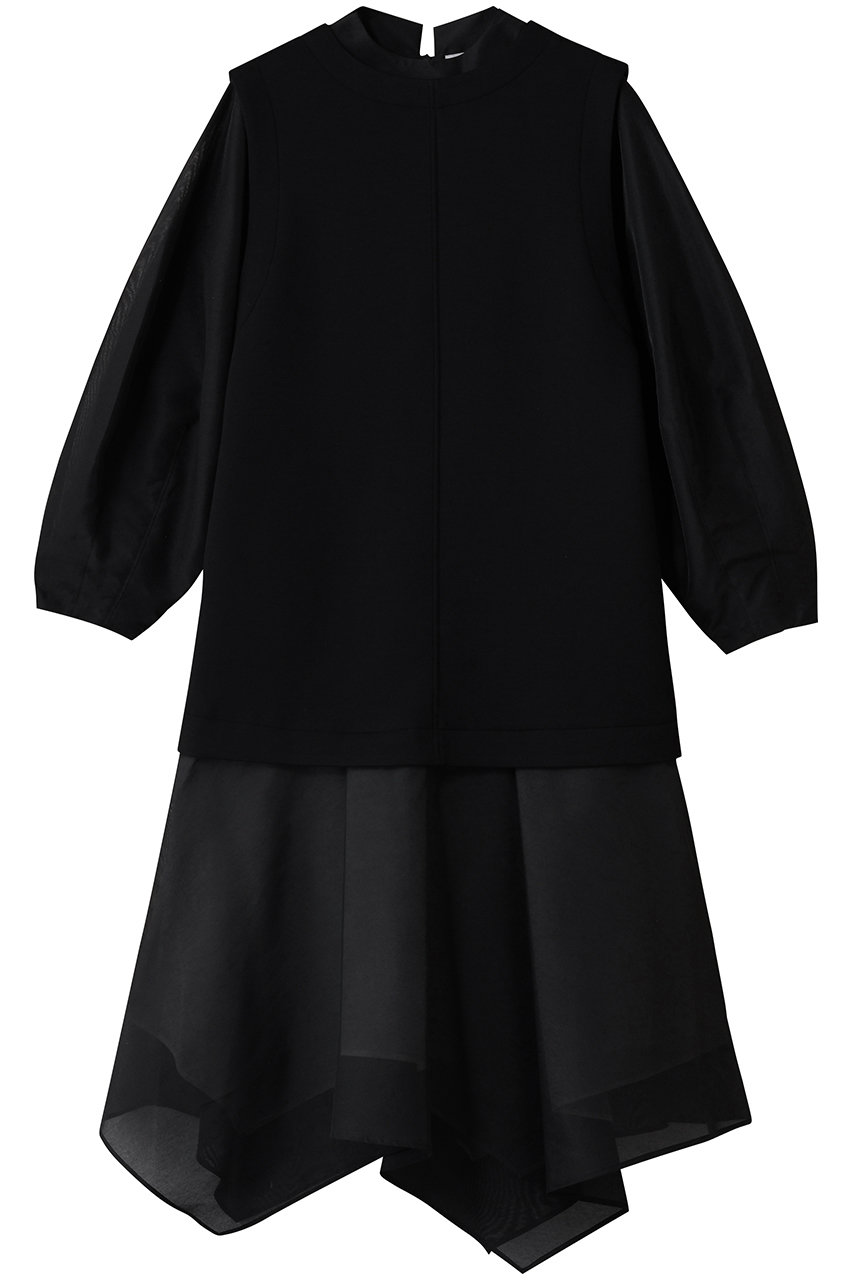 LANVIN en Bleu ダンボールコンビワンピース (ブラック, 38) ランバン オン ブルー ELLE SHOP LANVIN en Bleu ダンボールコンビワンピース (ブラック, 38) ランバン オン ブルー ELLE SHOP