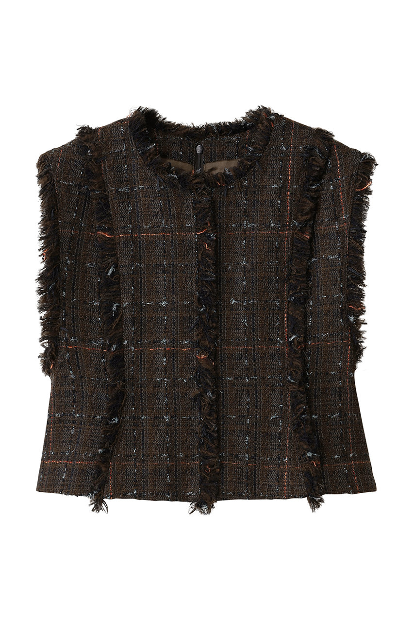 ランバン オン ブルー/LANVIN en Bleuのツイードプルオーバーベスト(カーキ/3596206)