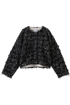 ランバン オン ブルー/LANVIN en Bleuのロゴカットジャガードニットジャケット(110300/110303)