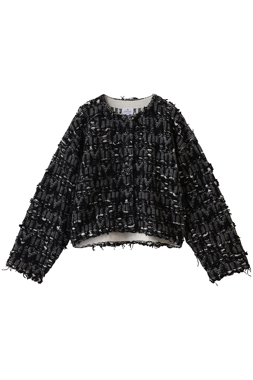 ランバン オン ブルー/LANVIN en Bleuのロゴカットジャガードニットジャケット(ブラック/3506834)