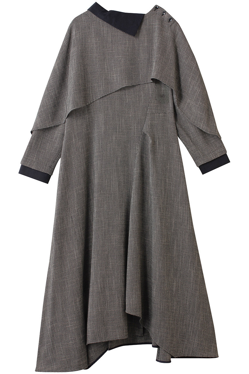 ランバン オン ブルー/LANVIN en Bleuのアシンメトリーコンビワンピース(ブラック/3506314)