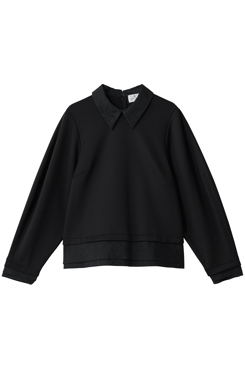 ランバン オン ブルー/LANVIN en Bleuのシャツカラーコンビカットソー(ブラック/3506721)